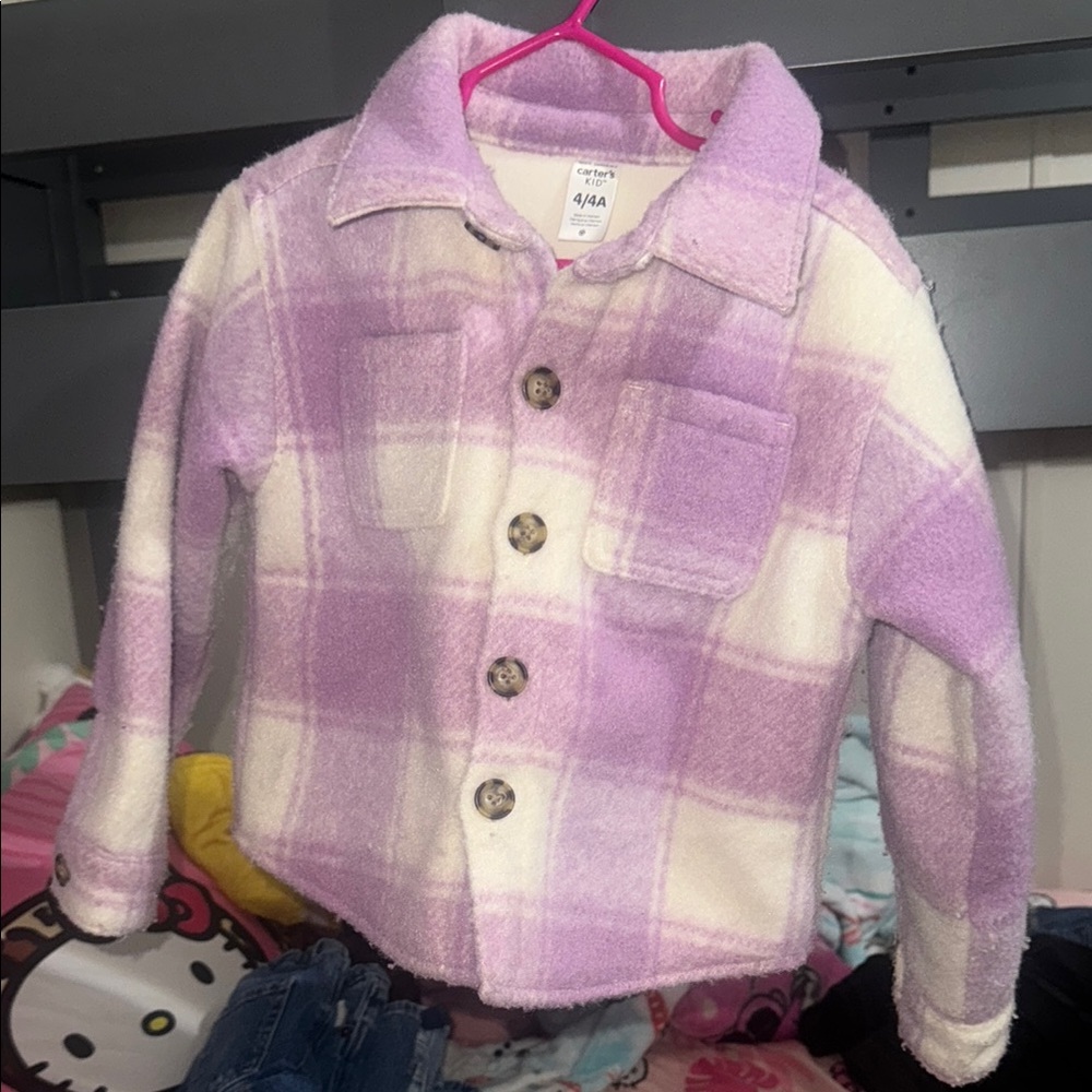 Carter's Purple and White Plaid Kids Jacket